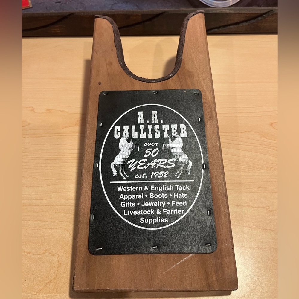 Wooden Boot Jack with Black Leather Panel